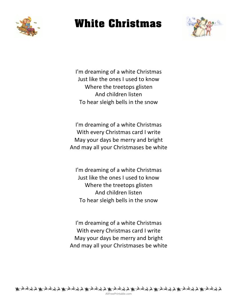 white christmas lyrics – free printable